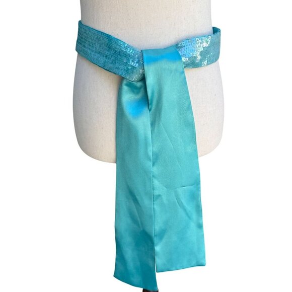 Cejon Accessories Womens Vintage Sequin Turquoise Glam Sash Wrap Belt Tie Obi OS - Picture 1 of 7